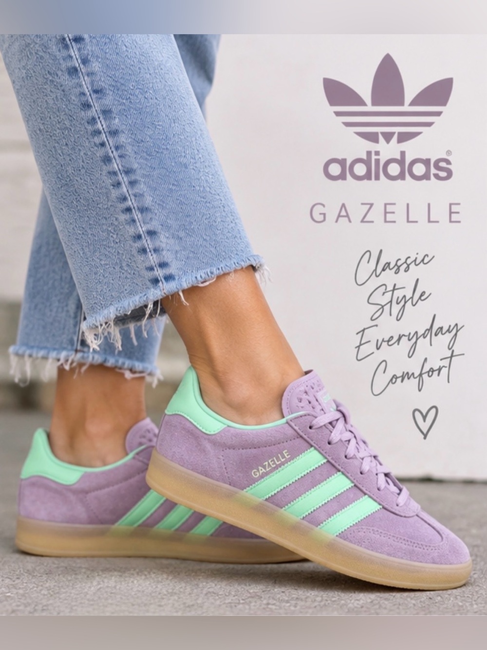 adidas Gazelle Sneakers in Lavender & Mint